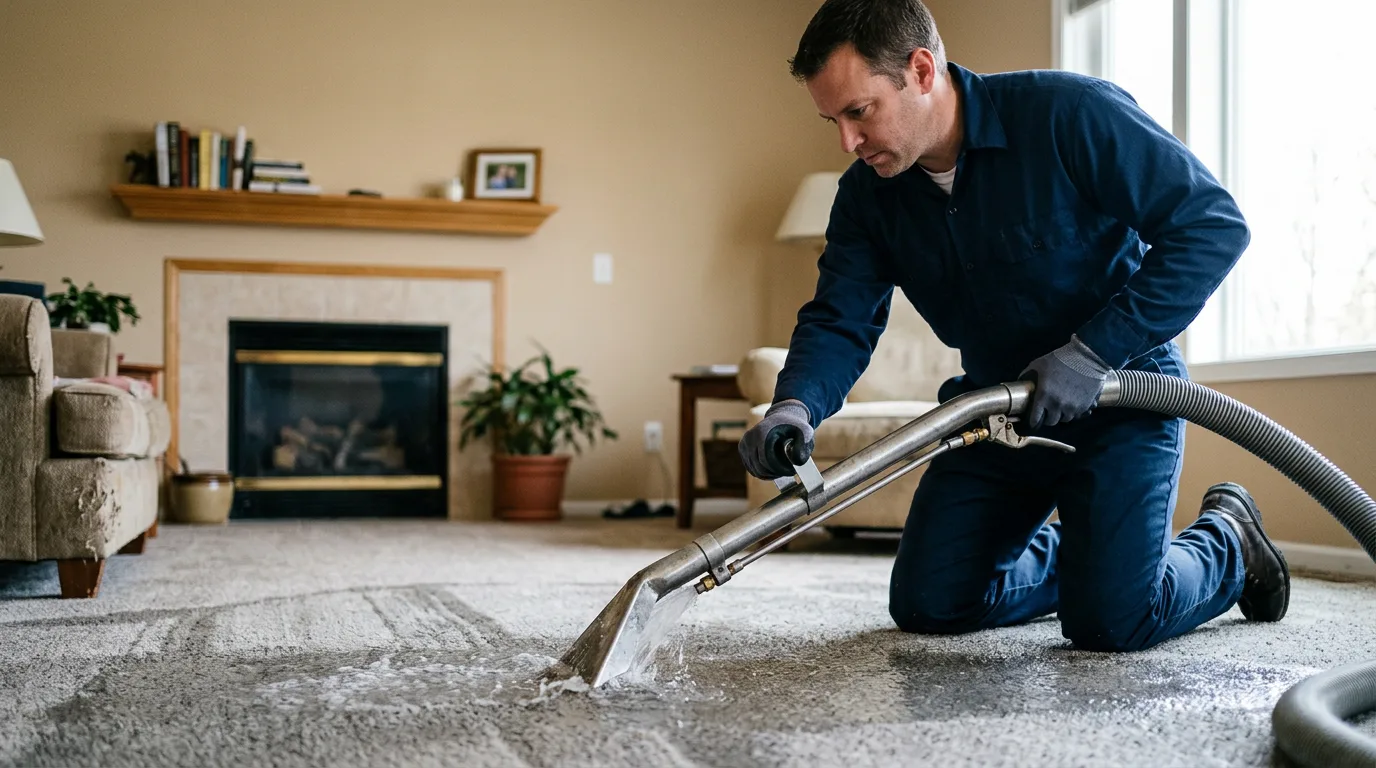 Water damage restoration technician working near Eastford, CT